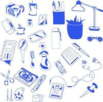 property illustration icons that are usually found on tables, with a simple and clean impression vector
