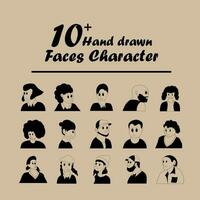 Cute outline character vector illustration of many different ethnicity young and old, man and woman. Outline, linear, thin line art, hand drawn sketch, doodle style.