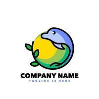 Leaf dolphin logo vector