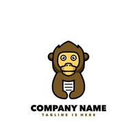 Paper monkey mascot logo vector