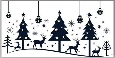 Christmas trees reindeer and  stars in different design vector