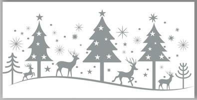 Christmas trees reindeer and  stars in different design vector