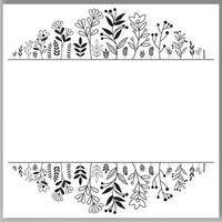 Floral hand-drawn frame Outlined doodle flowers and leaves frame for your text vector