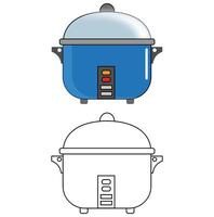 Rice Cooker Outline with Color Clipart vector