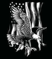 Bald eagle flying flag design vector