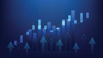 finance background with stock market statistic trend with candlesticks and bar chart vector