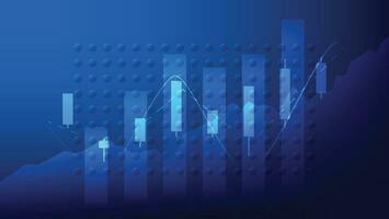 finance background with stock market statistic trend with candlesticks and bar chart vector