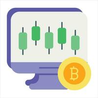 bitcoin comercio plano icono diseño estilo vector