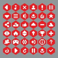 pixel menu game icon set vector