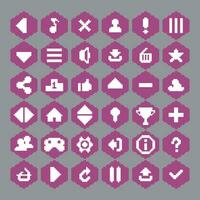 pixel set icons menu game vector