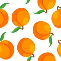 Peach seamless pattern in cartoon style. Vector illustration in flat style.
