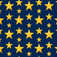 Stars pattern in cartoon style. Seamless background for package design. Vector illustration on a blue background.