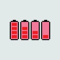 pixel battery icon indicator set vector