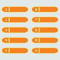 pixel button number set vector