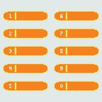 pixel button number set vector