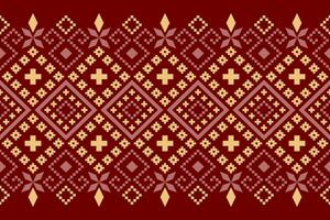 Red Cross stitch colorful geometric traditional ethnic pattern Ikat seamless pattern abstract design for fabric print cloth dress carpet curtains and sarong Aztec African Indian Indonesian vector