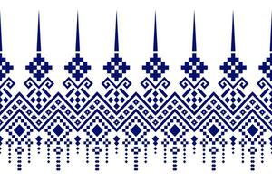 Indigo navy blue geometric traditional ethnic pattern Ikat seamless pattern border abstract design for fabric print cloth dress carpet curtains and sarong Aztec African Indian Indonesian vector