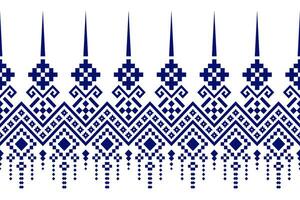 Indigo navy blue geometric traditional ethnic pattern Ikat seamless pattern border abstract design for fabric print cloth dress carpet curtains and sarong Aztec African Indian Indonesian vector