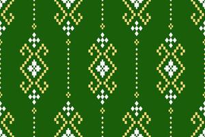 Green Cross stitch colorful geometric traditional ethnic pattern Ikat seamless pattern border abstract design for fabric print cloth dress carpet curtains and sarong Aztec African Indian Indonesian vector