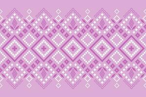 Pink Cross stitch colorful geometric traditional ethnic pattern Ikat seamless pattern border abstract design for fabric print cloth dress carpet curtains and sarong Aztec African Indian Indonesian vector