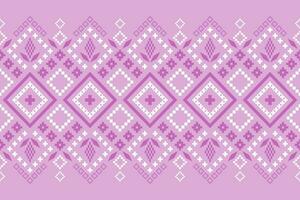 Pink Cross stitch colorful geometric traditional ethnic pattern Ikat seamless pattern border abstract design for fabric print cloth dress carpet curtains and sarong Aztec African Indian Indonesian vector