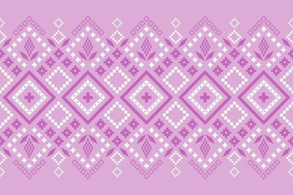 Pink Cross stitch colorful geometric traditional ethnic pattern Ikat seamless pattern border abstract design for fabric print cloth dress carpet curtains and sarong Aztec African Indian Indonesian