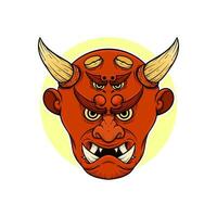 the traditional japanese demon oni mask illustration vector