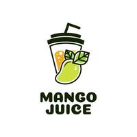 mango Juice cup drink fruit smoothie cocktail logo concept design illustration vector