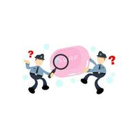 police and soap sanitizer hygene cartoon flat design illustration vector