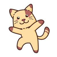 Cute Adorable Happy Brown Cat Love Hug cartoon doodle vector illustration flat design style