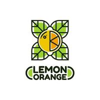 orange lemon citrus fruit logo design vector illustration