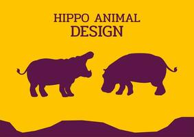 hipopótamo animal silueta plano diseño vector ilustración