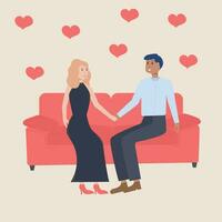 illustration of a couple in love holding hands vector