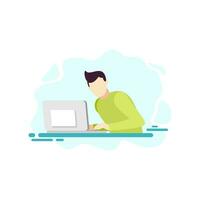 man is working on a project using laptop people character vector illustration flat design