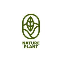 plant nature round oval logo concept design illustration vector