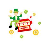 leprechaun shamrock celtic and casino slot game cartoon doodle flat design style vector illustration