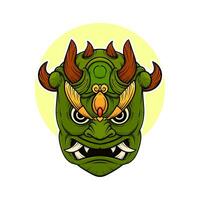 the traditional japanese demon oni mask illustration vector