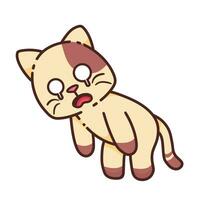 linda adorable triste miserable marrón gato dibujos animados garabatear vector ilustración plano diseño estilo