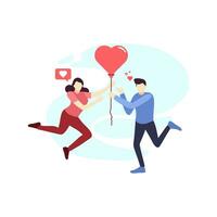 man woman couple and love balloon people character flat design vector illustration