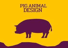 silhouette pig farm animal flat design vector illustration