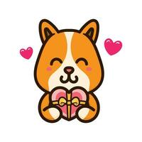 happy dog cute valentine chocolate adorable cartoon doodle vector illustration flat design style
