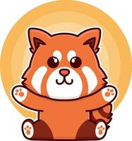 happy red panda adorable cartoon doodle vector illustration flat design style