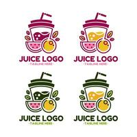 Juice cup drink fruit smoothie cocktail logo concept design illustration vector