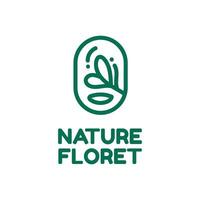 planta naturaleza redondo oval logo concepto diseño ilustración vector