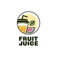 Juice cup drink fruit smoothie cocktail logo concept design illustration vector