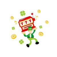 leprechaun shamrock celtic and casino slot game cartoon doodle flat design style vector illustration