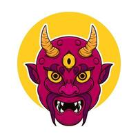 the traditional japanese demon oni mask illustration vector