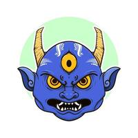 the traditional japanese demon oni mask illustration vector