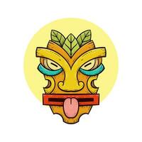 tribal tiki mascaras hawaiano tótem cultura vector de madera de colores ilustraciones