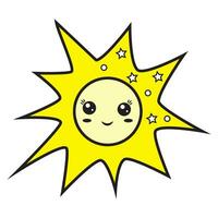 Space Character sun kawaii, vector illustration on a white background in cartoon style